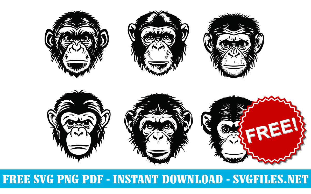 Chimpanzee-Monkey-SVG-PNG-Free