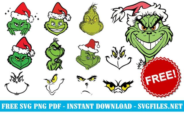 Free Grinch Face svg png cut file