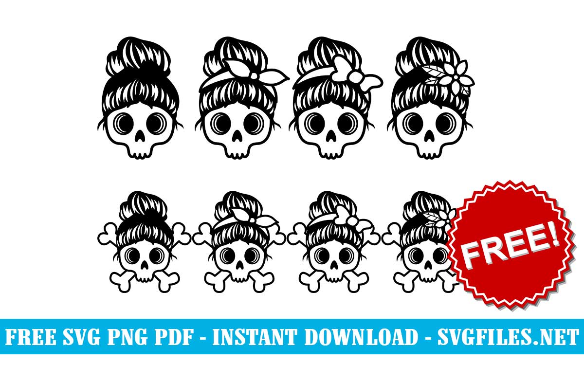 Messy-Bundle-Mom-Skull-svg-png-free