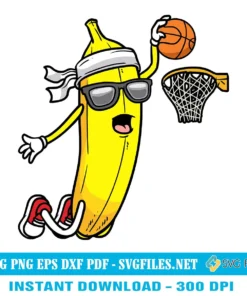 Banana Playing Basketball SVG PNG, Fruit Lovers Basketball Player Designs