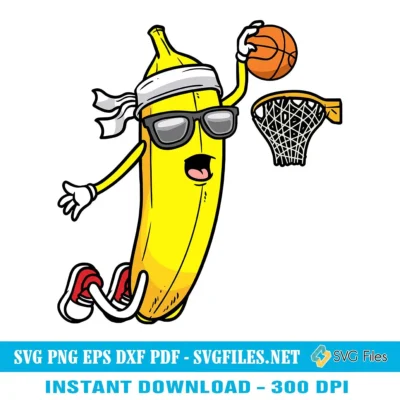 Banana Playing Basketball SVG PNG, Fruit Lovers Basketball Player Designs