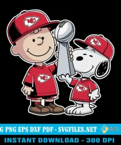 Charlie Brown & Snoopy Go Chiefs SVG PNG - Kansas City Chiefs Designs