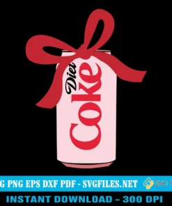 Diet Coke Can SVG PNG - With Coquette Bow SVG - Coca Cola Drinking Designs