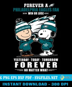 Forever A Philadelphia Eagles Fan SVG PNG, Charlie Brown And Snoopy Designs