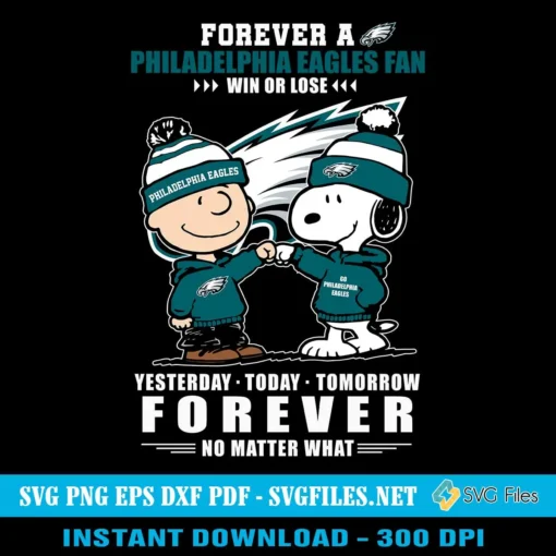 Forever A Philadelphia Eagles Fan SVG PNG, Charlie Brown And Snoopy Designs