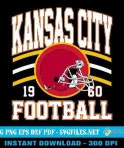 Kansas City Football 1960 SVG PNG, Helmet Vintage Game Day Designs