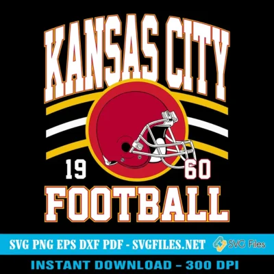 Kansas City Football 1960 SVG PNG, Helmet Vintage Game Day Designs