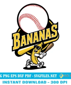 Let's Go Bananas Baseball SVG PNG, Savannah Bananas Mascot Designs