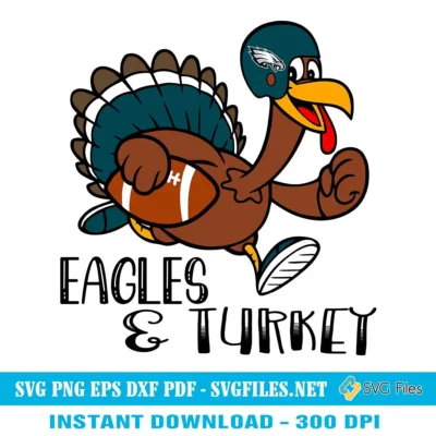 Philadelphia Eagles And Turkey SVG PNG, Football Thanksgiving Day Designs