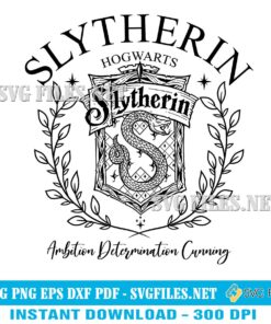 Slytherin Hogwarts SVG PNG, Harry Potter Slytherin Ambition Determination Cunning Cut File, Sublimation designs.