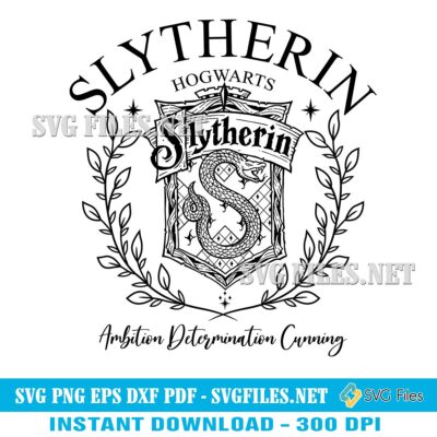 Slytherin Hogwarts SVG PNG, Harry Potter Slytherin Ambition Determination Cunning Cut File, Sublimation designs.