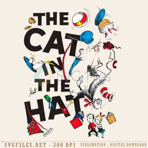 Dr. Seuss PNG The Cat In The Hat Falling Things Design