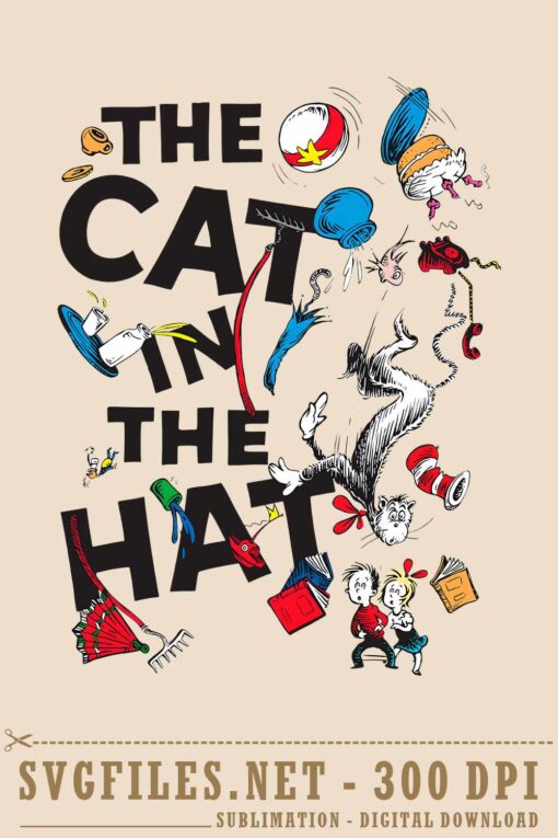 Dr. Seuss PNG The Cat In The Hat Falling Things Design